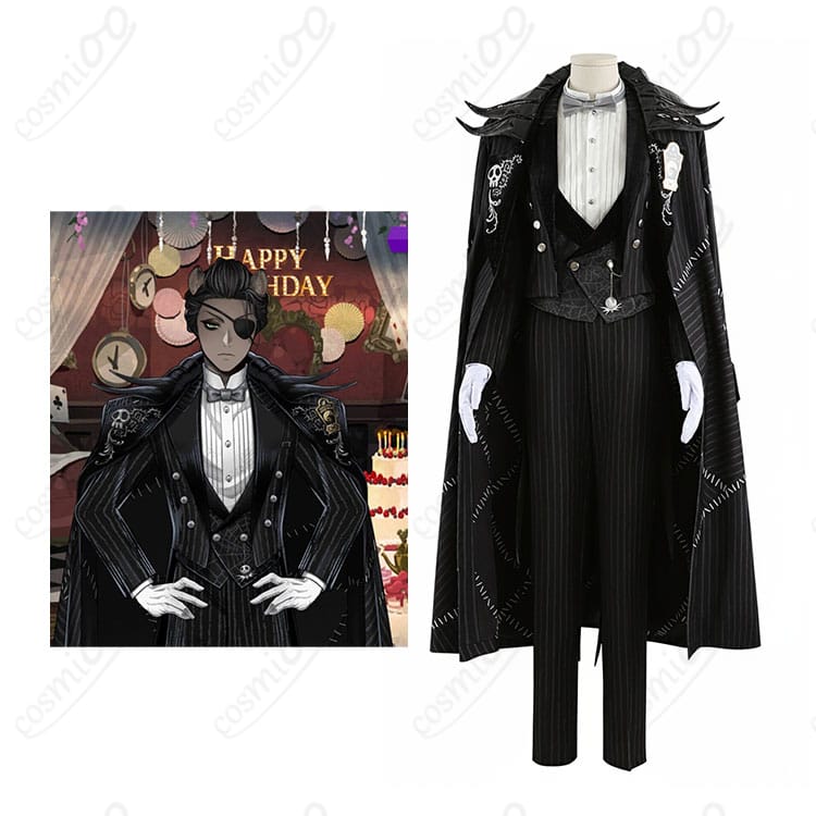 商品全体とキャラクター比較イメージ｜ツイステ レオナ・キングスカラー ナイトメアースーツ コスプレ衣装の雰囲気と配色