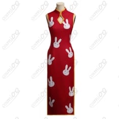 銀魂 神楽 ウサギ柄チャイナ コスプレ衣装｜軽やか着用感と高再現でイベント・撮影に最適 - 3枚目の画像（サムネイル）