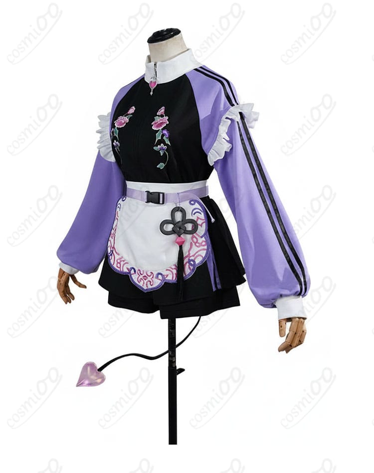 常闇トワ メイド風ジャージ衣装 側面|レッグカバーや尻尾の立体感・横ラインを確認