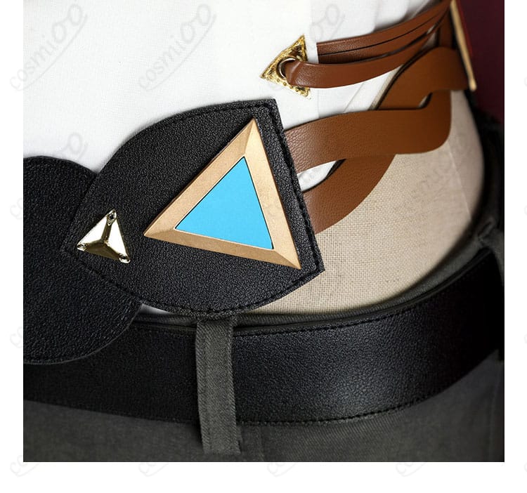 原神 ヤフォダ コスプレ衣装の三角モチーフ腰飾り。高精度で造形された装飾のテクスチャが見える