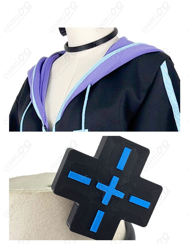 大人ネプテューヌ コスプレ衣装 襟元と髪飾りの細部ディテール