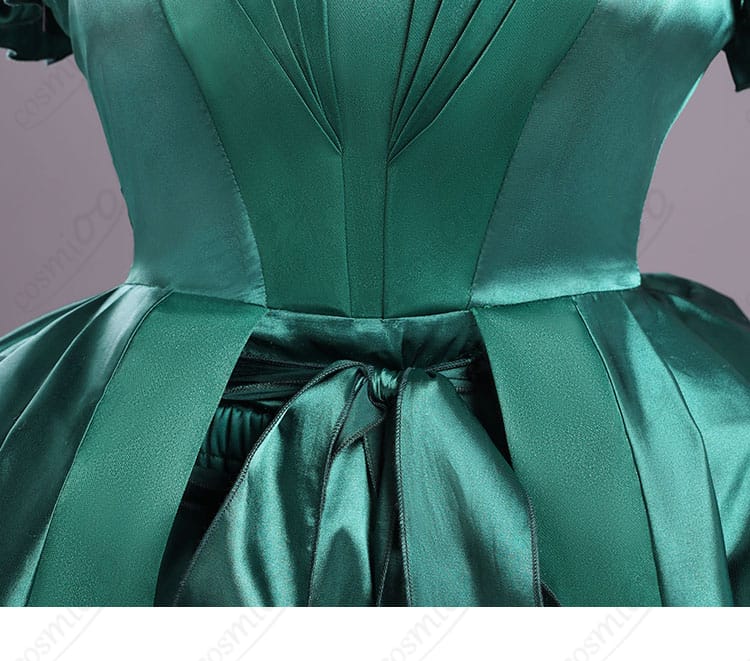 背面装飾ディテール画像｜アグネス・ミデル 緑ドレス コスプレ衣装 背中の装飾ポイント