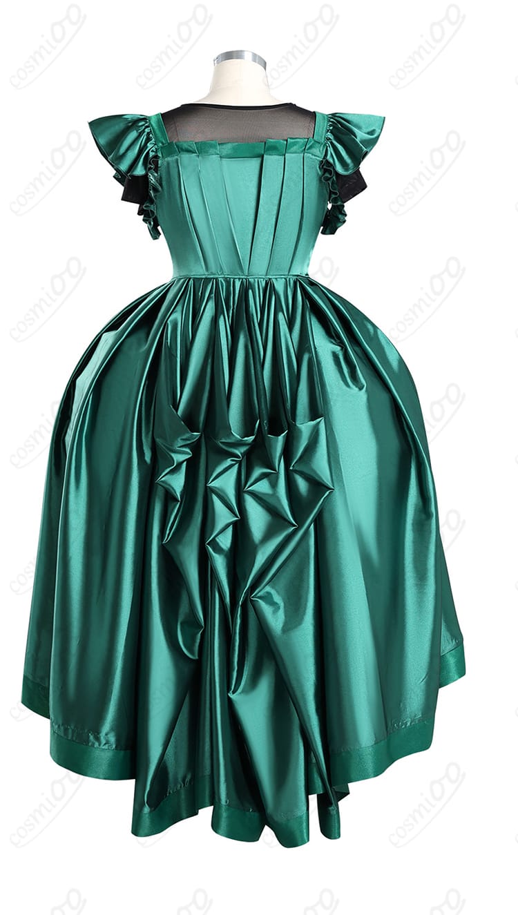 商品背面画像｜ウェンズデー アグネス・ミデル 緑ドレス コスプレ衣装 バックデザイン