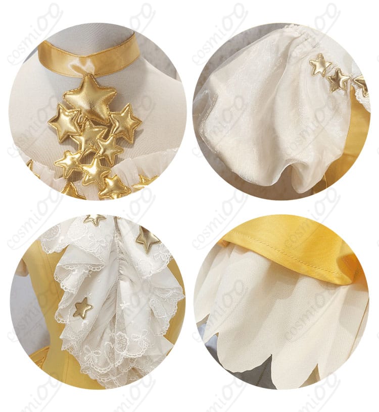 カードキャプターさくら 星のドレス コスプレ衣装 装飾細部|胸元やスカート部分の星モチーフや刺繍の細部を高解像度で確認