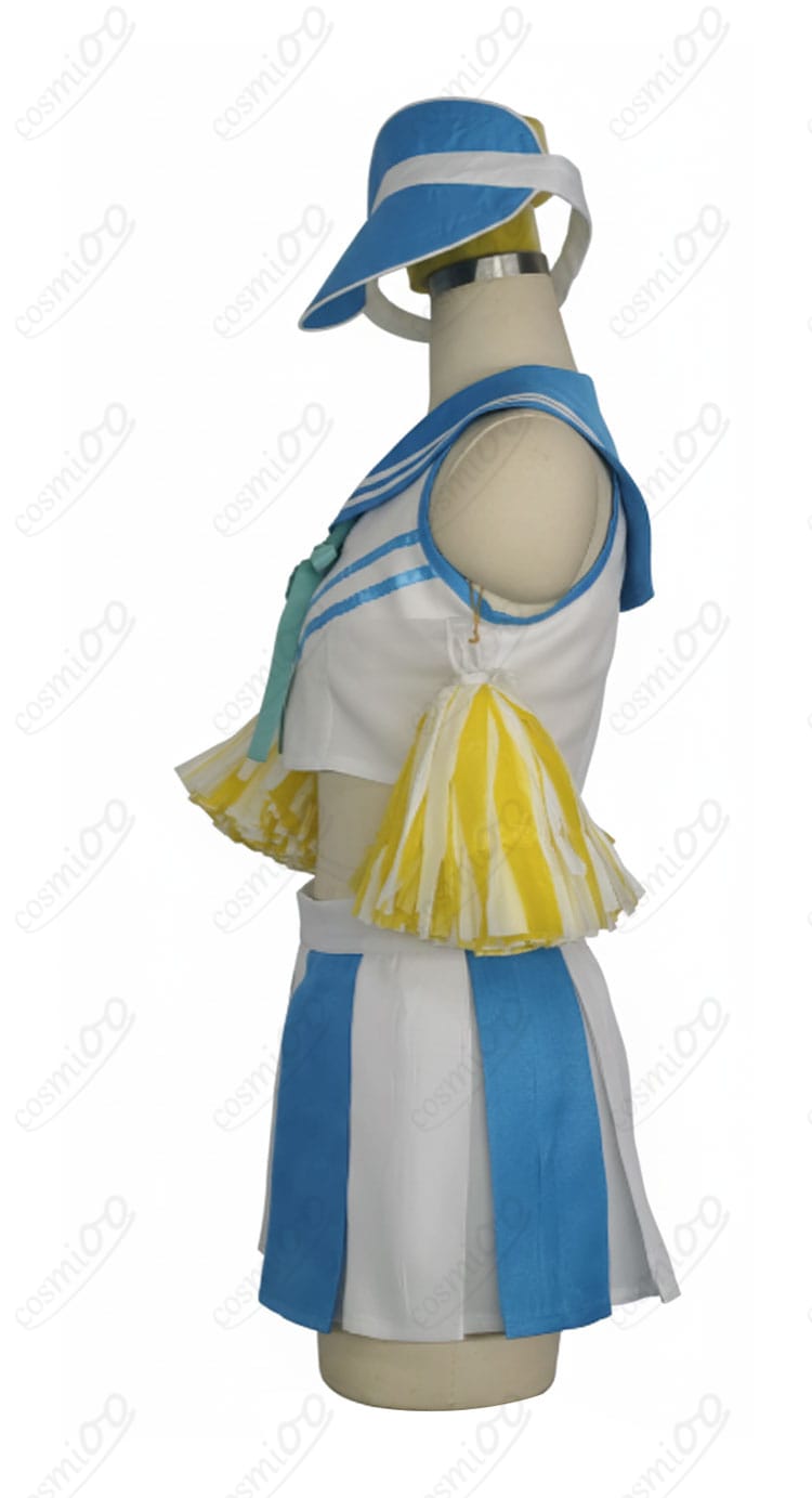 伊落マリー チアガール コスプレ衣装 左側面詳細|デザインのバランスと縫製の丁寧さが際立つ