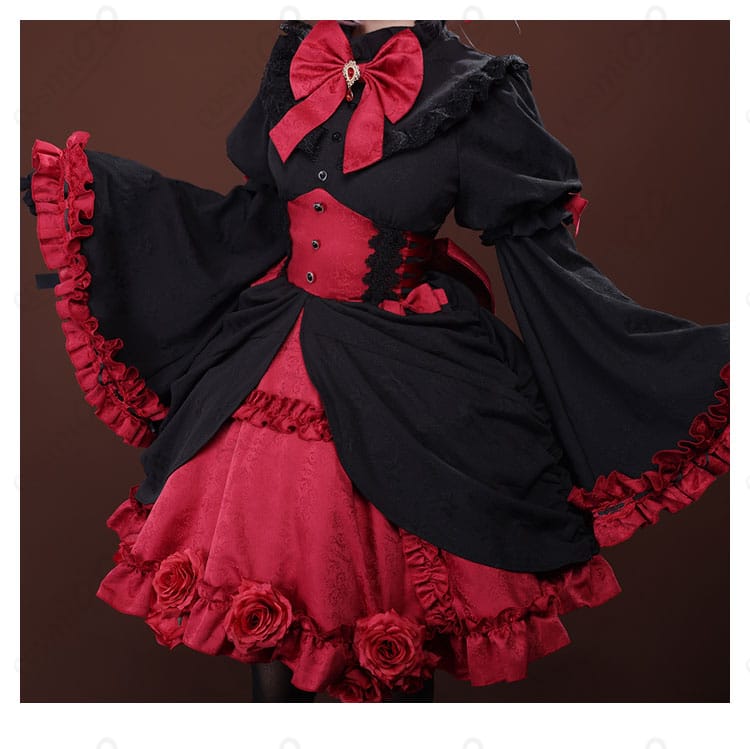 ラム コスプレ衣装 スカート装飾ディテール|黒レースとフリルが織りなすエレガントな印象