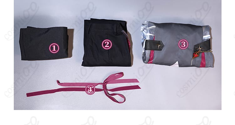 プロセカ 神代類 コスプレ衣装 セット内容展示図|シャツ・ズボン・コート・リボンを含むフルセット