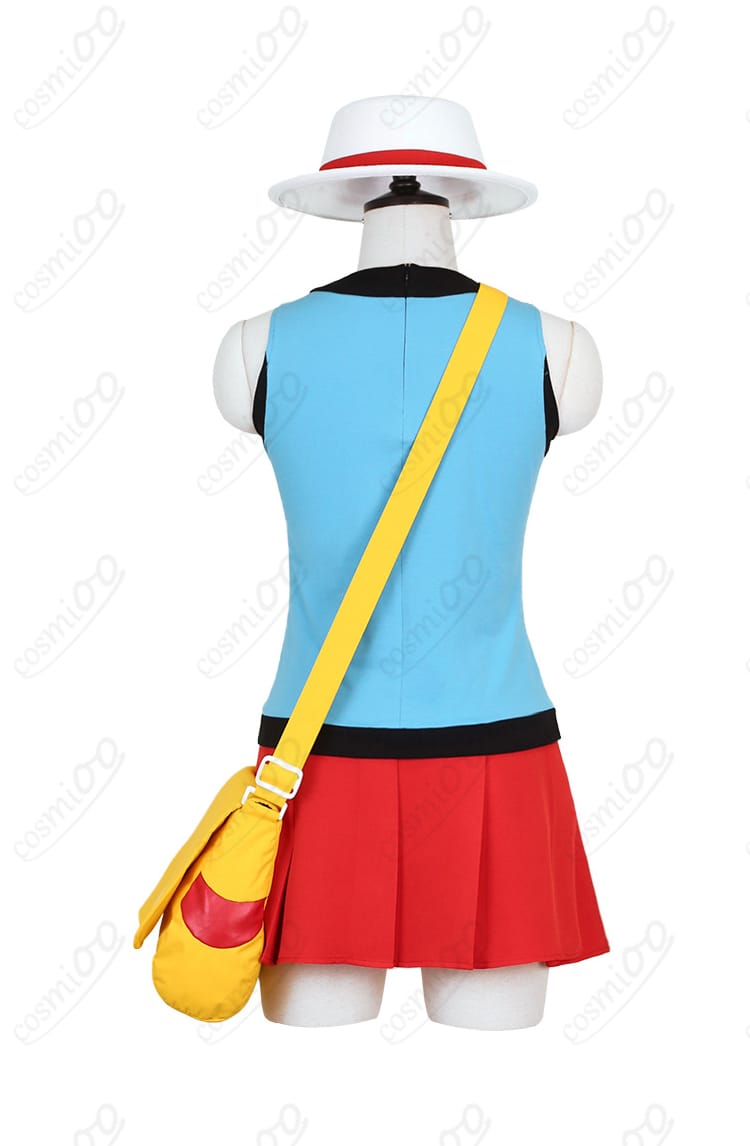 ポケモン リーフ コスプレ衣装 背面全体図|帽子とバッグを含む後ろ姿の完全再現