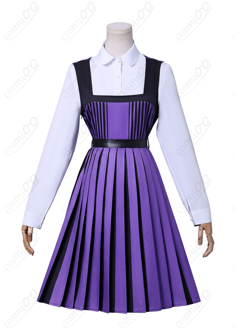 ネヴァーモア学園制服 コスプレ衣装 スカート前面装飾ディテール図|リボンとプリーツの高精度縫製がポイント