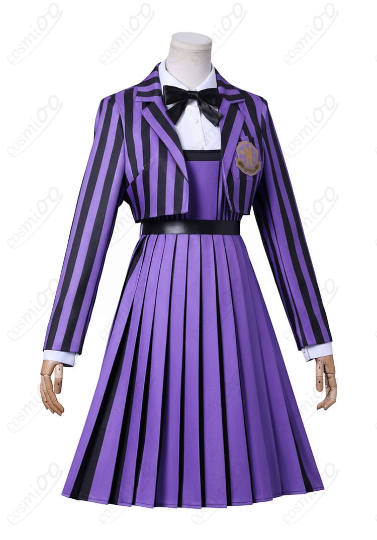 ウェンズデー イーニッド・シンクレア ネヴァーモア学園制服 コスプレ衣装 側面全体図|シルエットが美しいイベント向け衣装