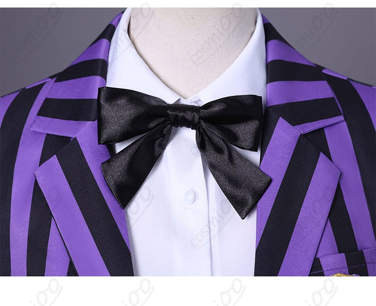 ネヴァーモア学園制服 コスプレ衣装 黒色リボン装飾ディテール図|胸元のリボンが華やかさをプラス