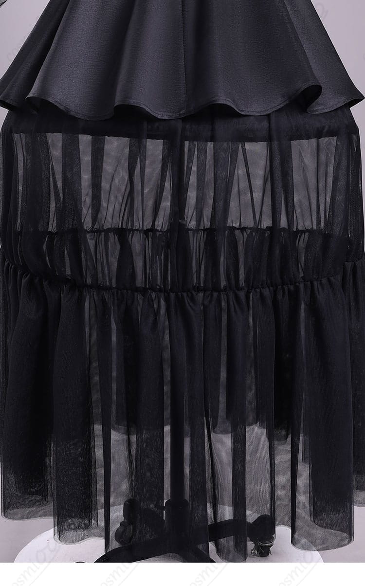 ウェンズデー・アダムス コスプレ衣装 裾とレース装飾ディテール|繊細なレースが上品で女性らしい印象に。