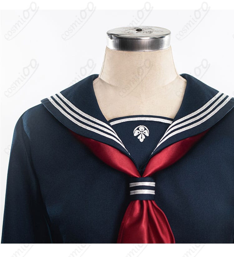 深水雛子 制服 コスプレ衣装 衣領装飾ディテール|学生服の襟元デザインや質感を細部まで確認できる拡大図