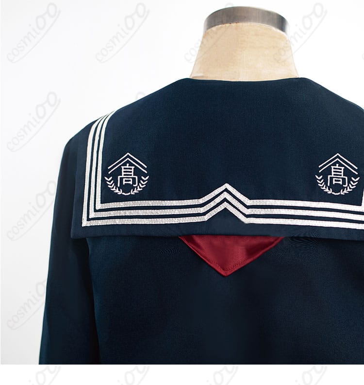 深水雛子 制服 コスプレ衣装 背面披肩ディテール|背中部分の布の流れと披肩装飾を丁寧に再現した仕上がり