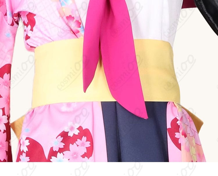 久田イズナ コスプレ衣装 腰飾り部分の装飾細部|帯や小物の和風装飾を忠実再現