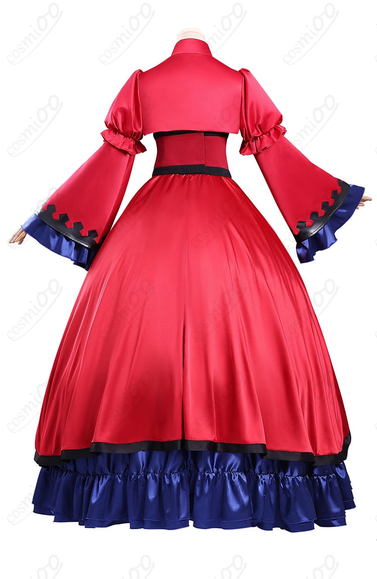 エリスの聖杯 スカーレット・カスティエル コスプレ衣装 背面全体図|流れるような赤いドレスのラインが魅力