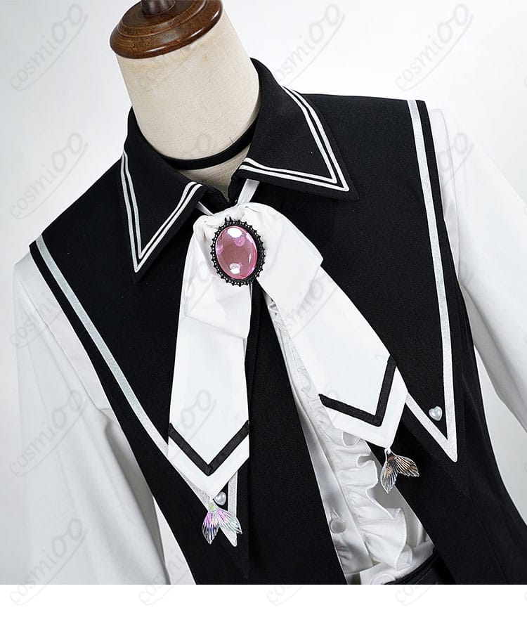 桜羽エマ コスプレ衣装 襟元とネクタイ装飾詳細|チョーカー風デザインでキャラの個性を表現