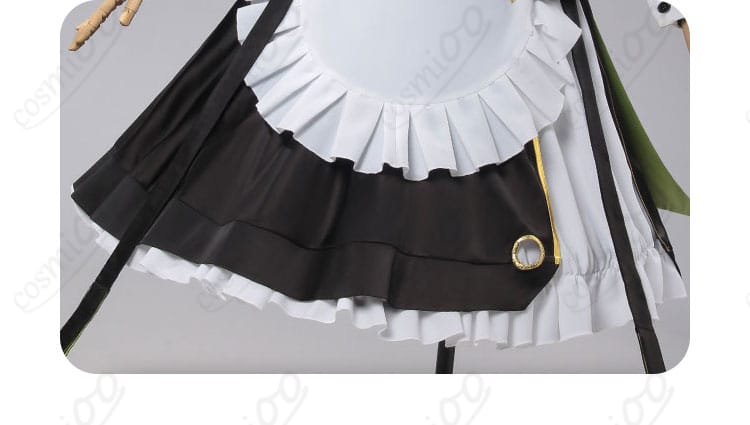 ケルシー『時遺』コスプレ衣装 スカート裾とエプロン装飾ディテール|流れるラインとレースが優雅さを際立たせる。