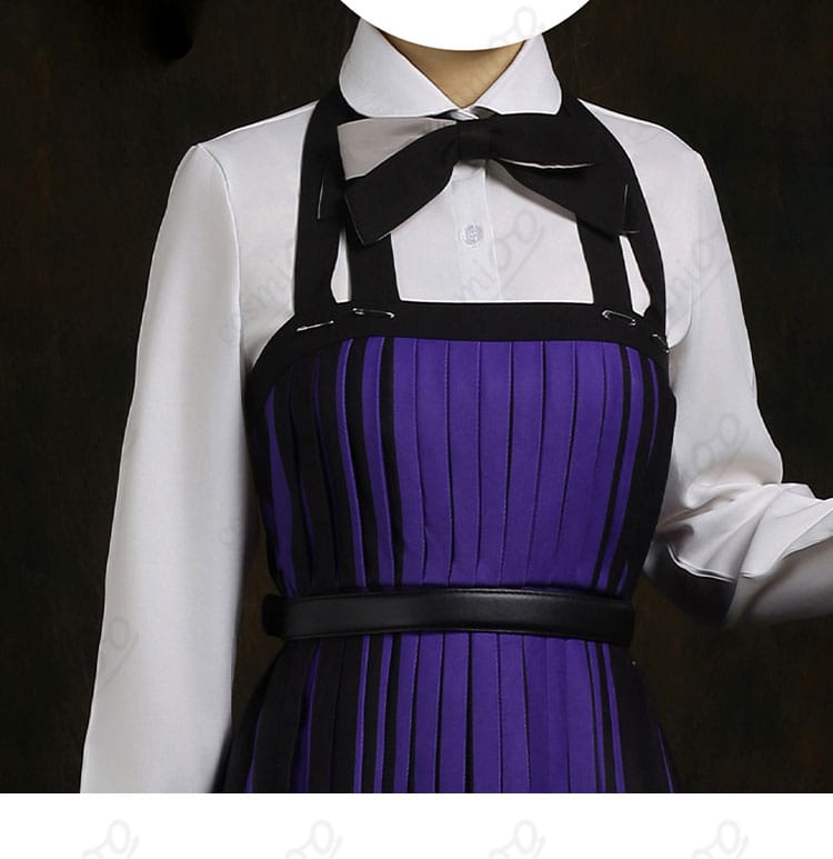 ウェンズデー コスプレ衣装 スカート装飾ディテール|ストライプ柄の美しいプリーツと繊細な縫製