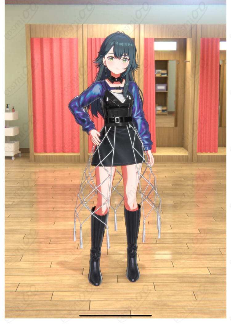 月村手毬「Luna say maybe」コスプレ衣装 正面から全体を写した写真。学園アイドルマスターの月村手毬を高再現した衣装を確認できます。クールで可憐な雰囲気をぜひご覧ください。