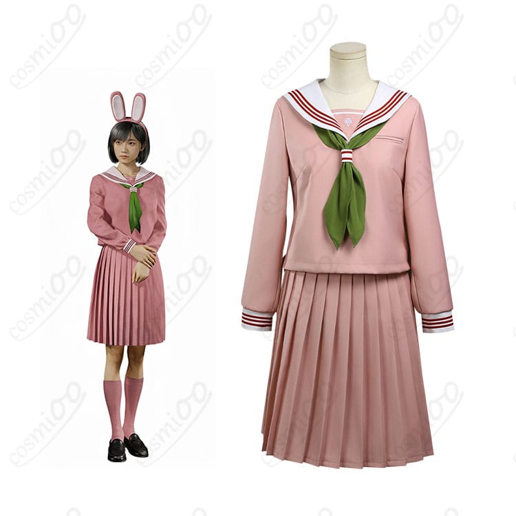 深水雛子 ピンクラビット制服 コスプレ衣装|キャラクターと衣装の全身イメージ。可憐で芯の強い女子高生スタイルを高再現。イベントや撮影におすすめ。
