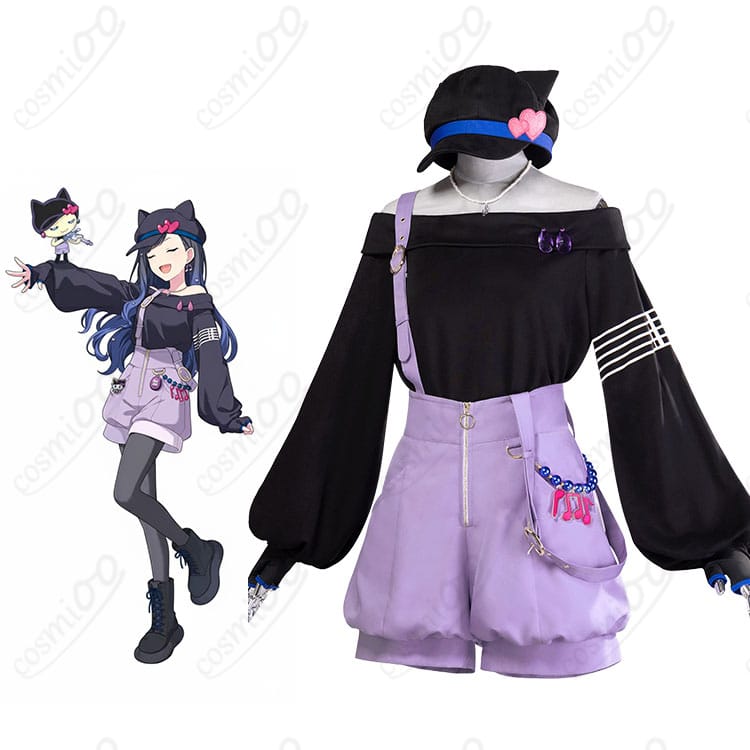 白石杏 メロディっち コラボ コスプレ衣装 キャラクターと衣装の全身イメージ|プロセカ風デザイン・可愛い印象