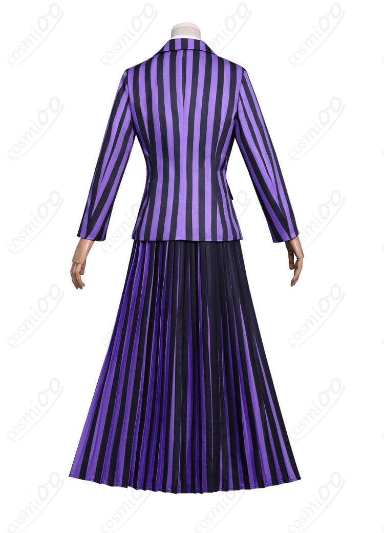 ウェンズデー ネヴァーモア学園制服 コスプレ衣装 背面図|後ろ姿まで丁寧に再現されたデザイン。