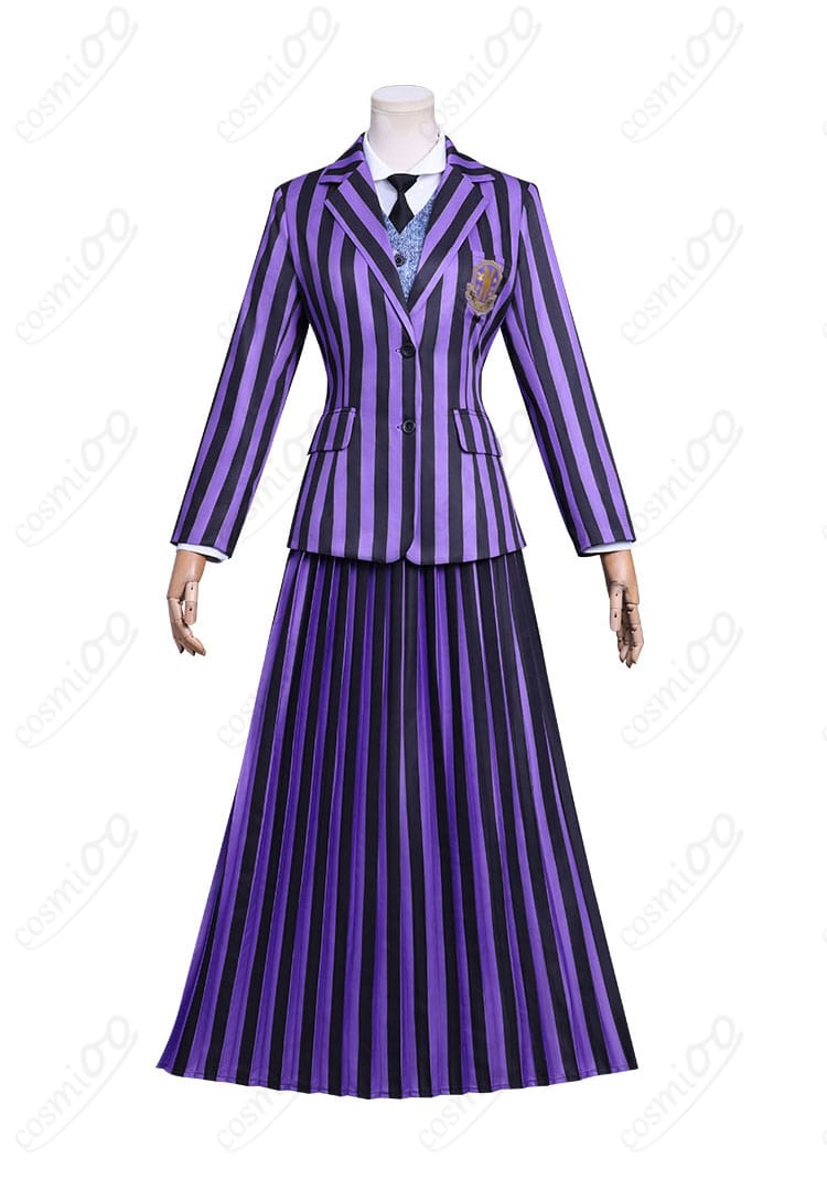 ウェンズデー ネヴァーモア学園制服 コスプレ衣装 正面全体図|ブレザーとスカートのデザインを高再現。撮影やイベントにもおすすめ。