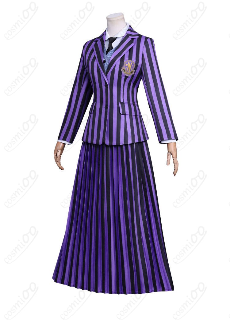 ウェンズデー ネヴァーモア学園制服 コスプレ衣装 側面図|シルエットの美しさとディテールをチェック。