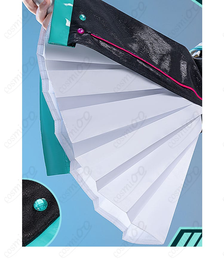 初音ミク EXPO10th コスプレ衣装 袖口の装飾細部|滑らかな縫製と高級感ある素材感