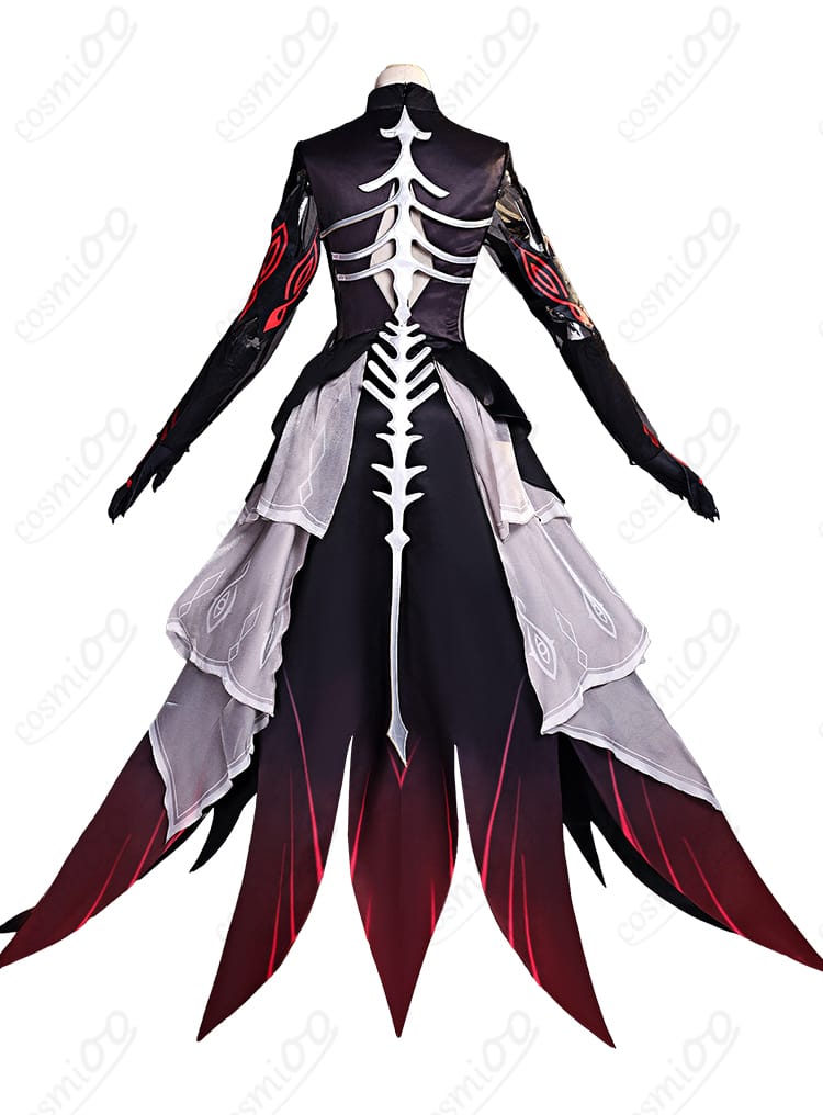 原神 ロノヴァ 死の執政 コスプレ衣装 背面デザイン 優雅な黒×深紅の装い