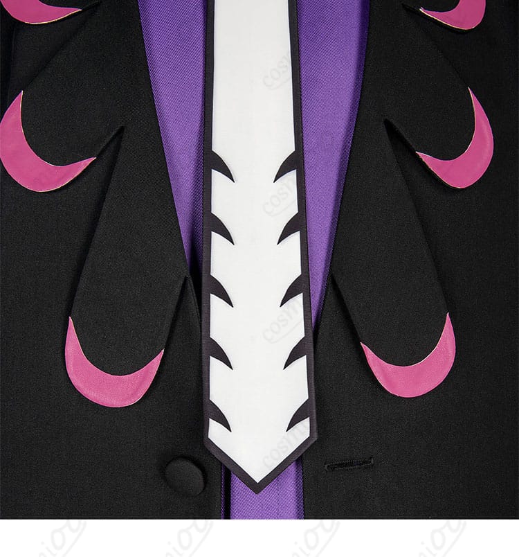 カラスバ コスプレ衣装 前開き部分ディテール|ボタンや縫製の丁寧さを確認できるクローズアップ