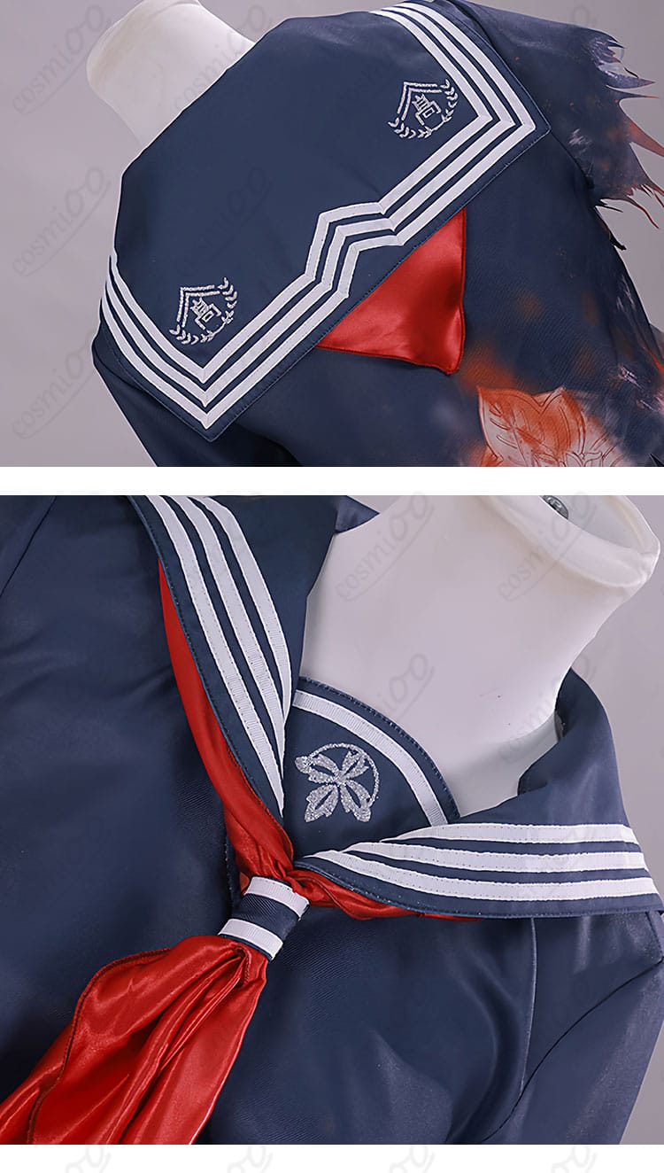 披肩と赤いスカーフの装飾細部|深水雛子 コスプレ衣装 アクセントデザイン