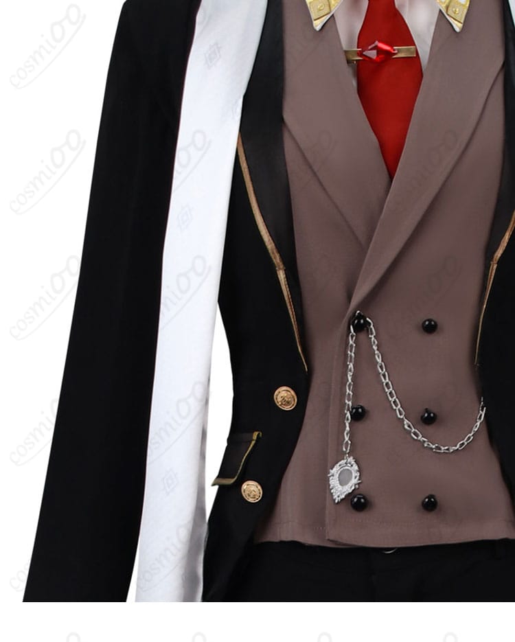 ディルック コスプレ衣装 前開き部分装飾ディテール|ボタンや装飾チェーンの精密再現