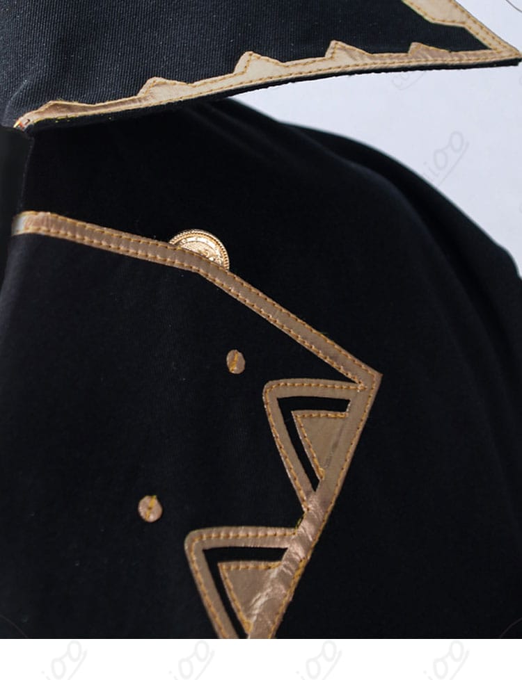 ディルック コスプレ衣装 外套襟元装飾ディテール|高級感ある金色の縁取りがポイント