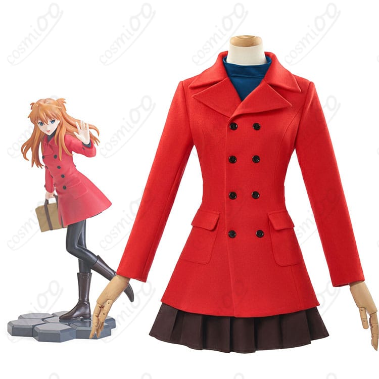 商品キャラクター(惣流・アスカ・ラングレー)とコート姿コスプレ衣装の全体イメージ