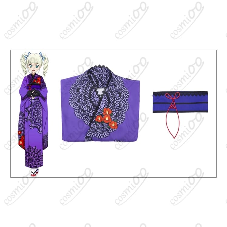 アイカツ！藤堂ユリカ『和の心・ダーク』コスプレ浴衣 高品質フルセット - 5枚目の画像