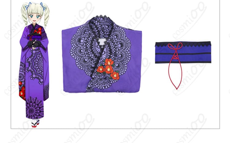 藤堂ユリカ コスプレ衣装 セット内容一式展示|浴衣フルセットがひと目でわかる