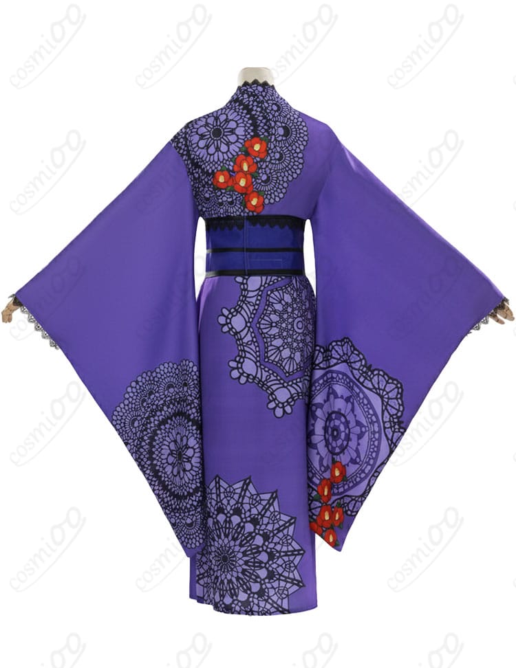 藤堂ユリカ 和の心・ダーク コスプレ浴衣 背面全身画像|黒基調の和装コーデ