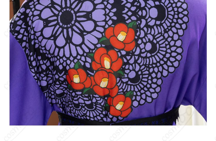 藤堂ユリカ 和の心・ダーク 背面柄アップ|黒×赤のゴシック和柄アクセント