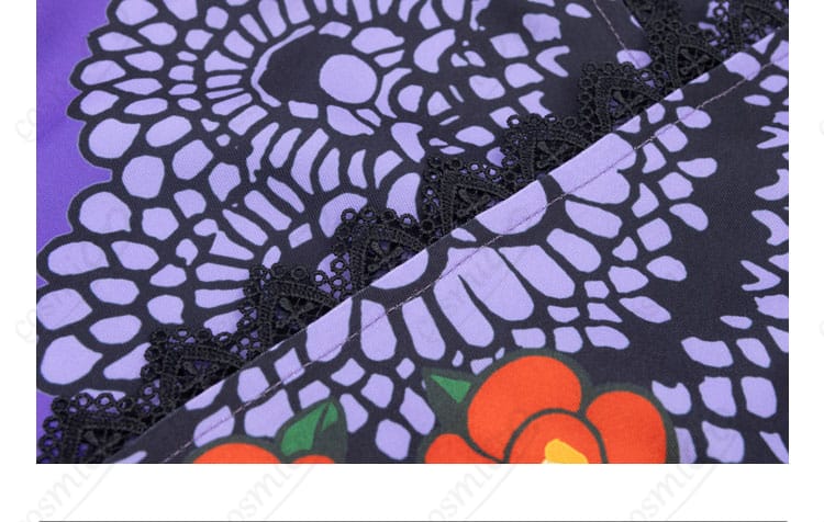 和の心・ダーク 浴衣 斜襟の装飾ディテール|細部にこだわったコスプレ衣装