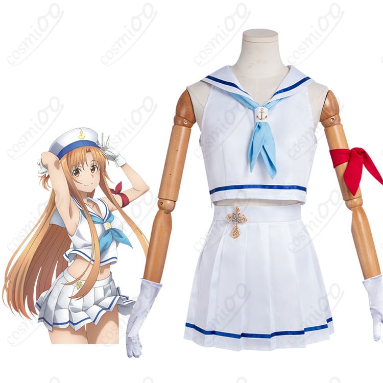 アスナ夏セーラー服コスプレ衣装とキャラクター比較画像｜高再現・COSMIOO