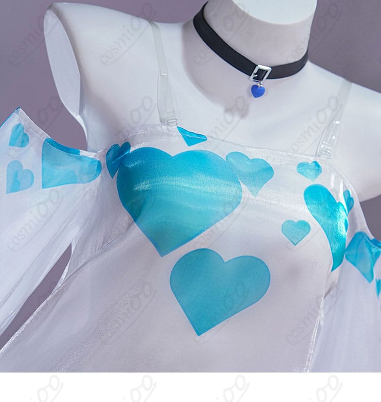 PA-15 コスプレ衣装 青いハート柄装飾の細部写真|可愛いアクセント