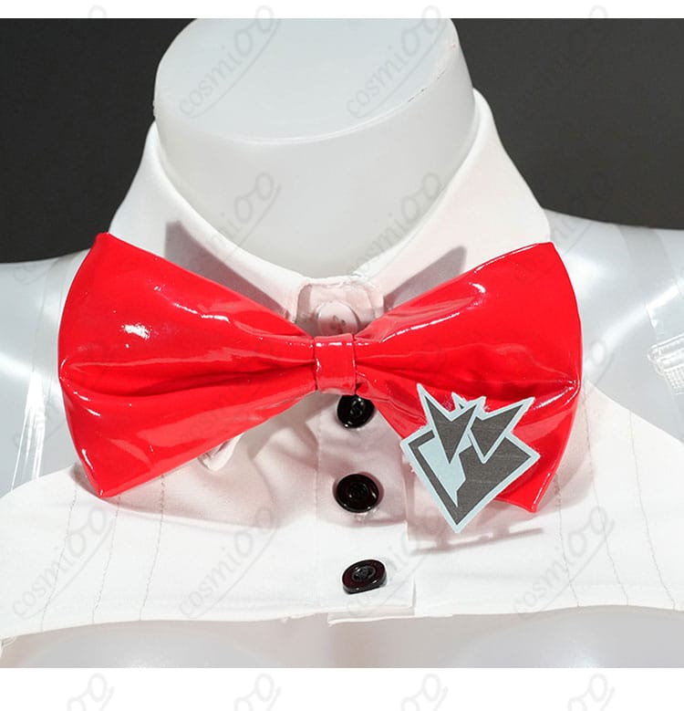 赤いリボンタイ装飾のディテール|ミルク バニー衣装 アクセント部分