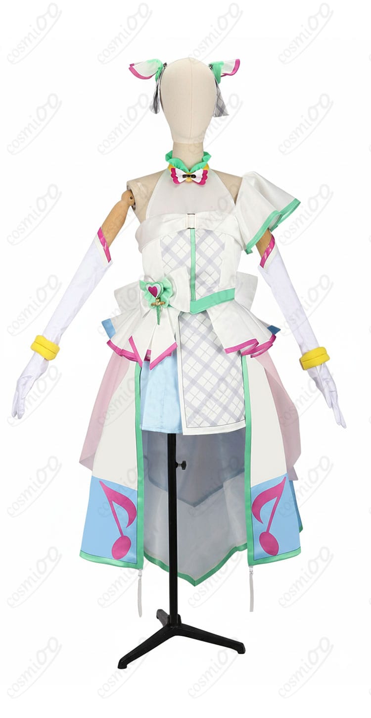 キュアズキューン コスプレ衣装 正面全体図|鮮やかなカラーと蝶結びが映える高品質仕上げ