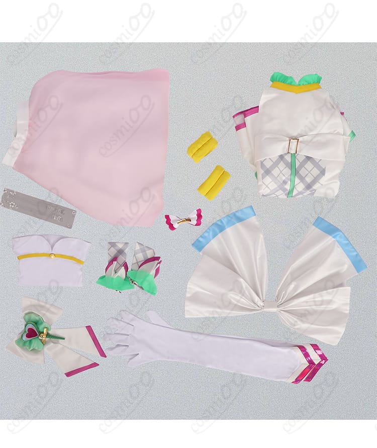 キュアズキューン コスプレ衣装 フルセット内容展示|ワンピース、手袋、髪飾りなど豪華セット一覧