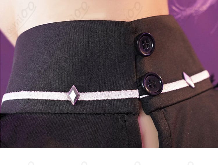 原神 ドゥリン コスプレ衣装 背面衣領とボタンのディテール|丁寧な縫製が特徴