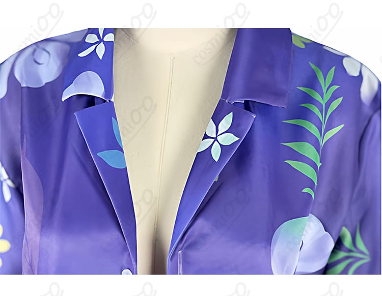 剣持刀也 コスプレ衣装 衣領装飾ディテール|アロハシャツの柄・縫製細部