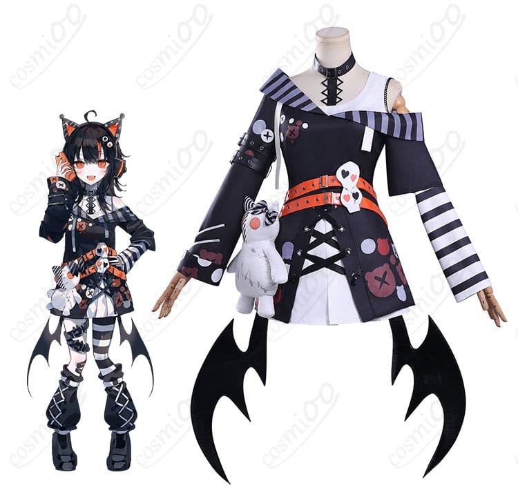 商品キャラと沢渡ココ本編囚人服コスプレ衣装の全体イメージ