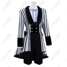 黒執事 シエル コスプレ衣装 黒白ストライプ 高品質フルセット - 1枚目の画像（サムネイル）